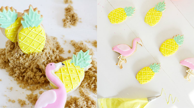 collage flamingo en ananas koekjes