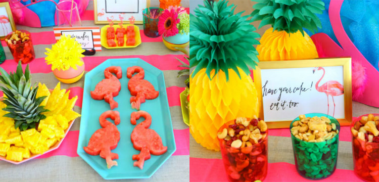 collage flamingo pineapple ananas party feest
