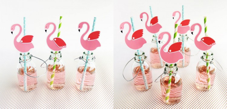 collage flamingo's rietjes