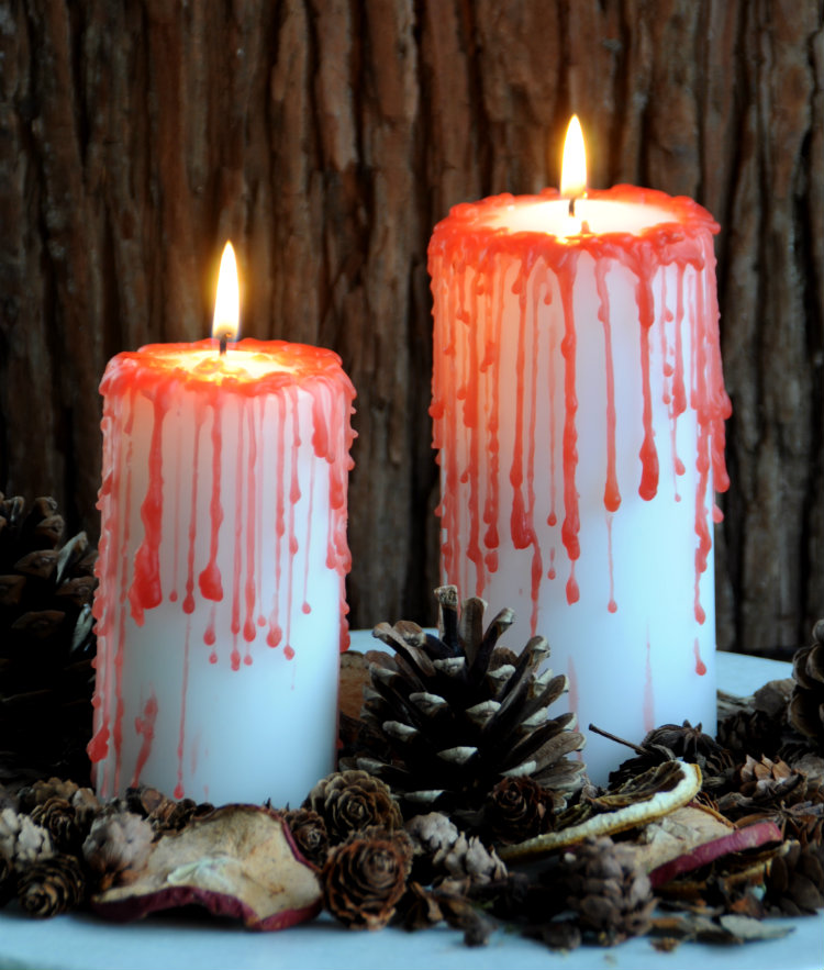 halloween candles blood dripping
