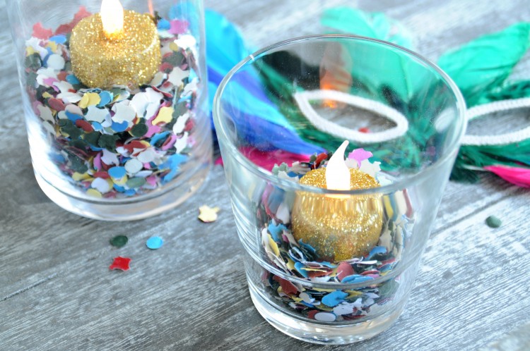 carnaval diy kaars glitter confetti