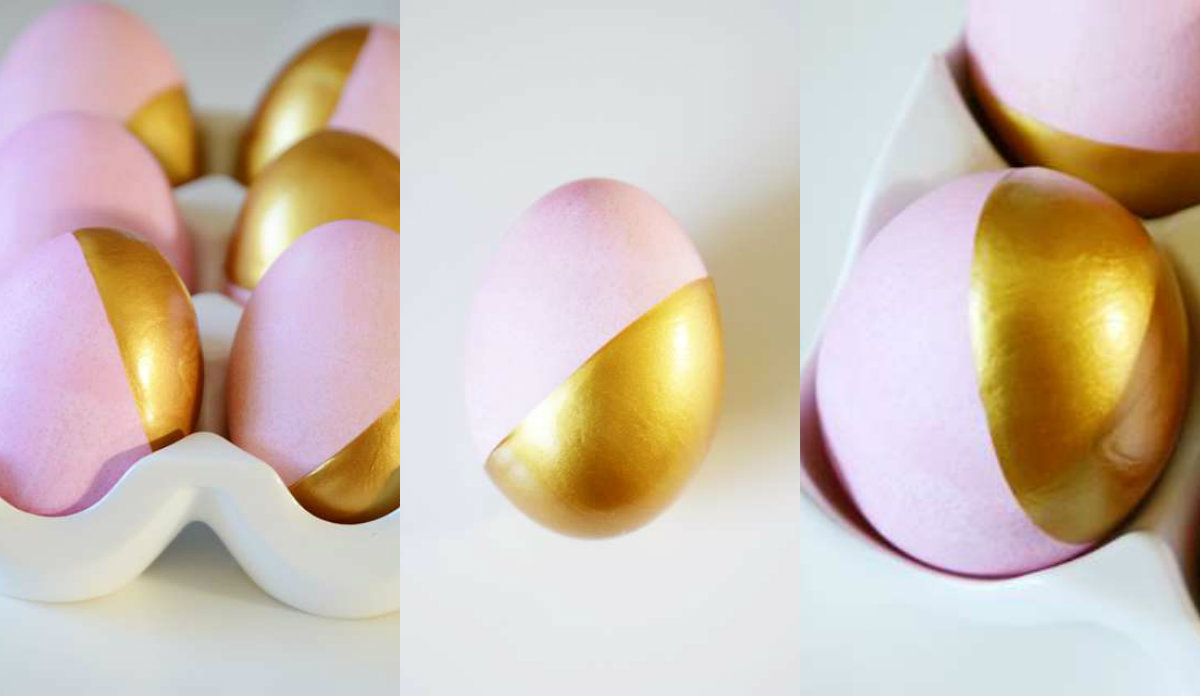 roze met gouden paaseieren pink and gold easter eggs