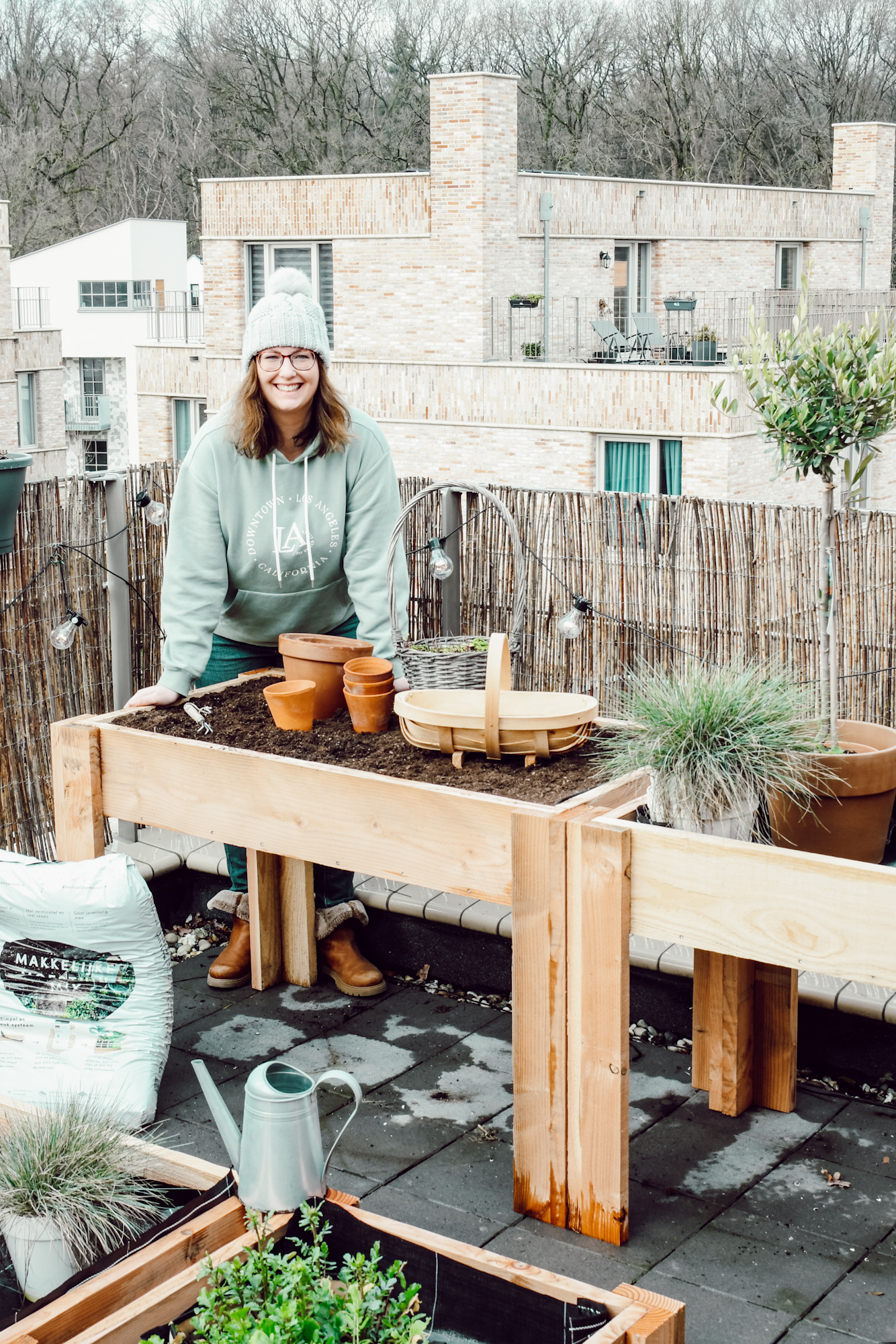 Moestuin op het dakterras