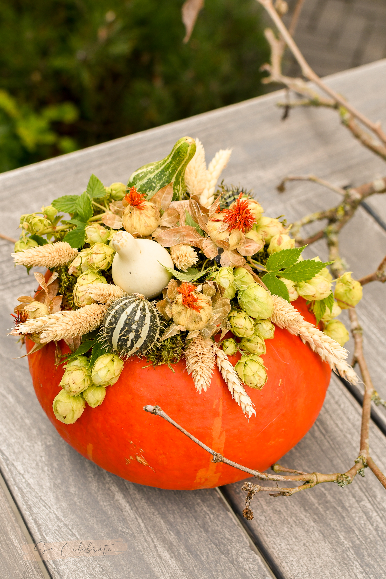 herfststukje op een pompoen