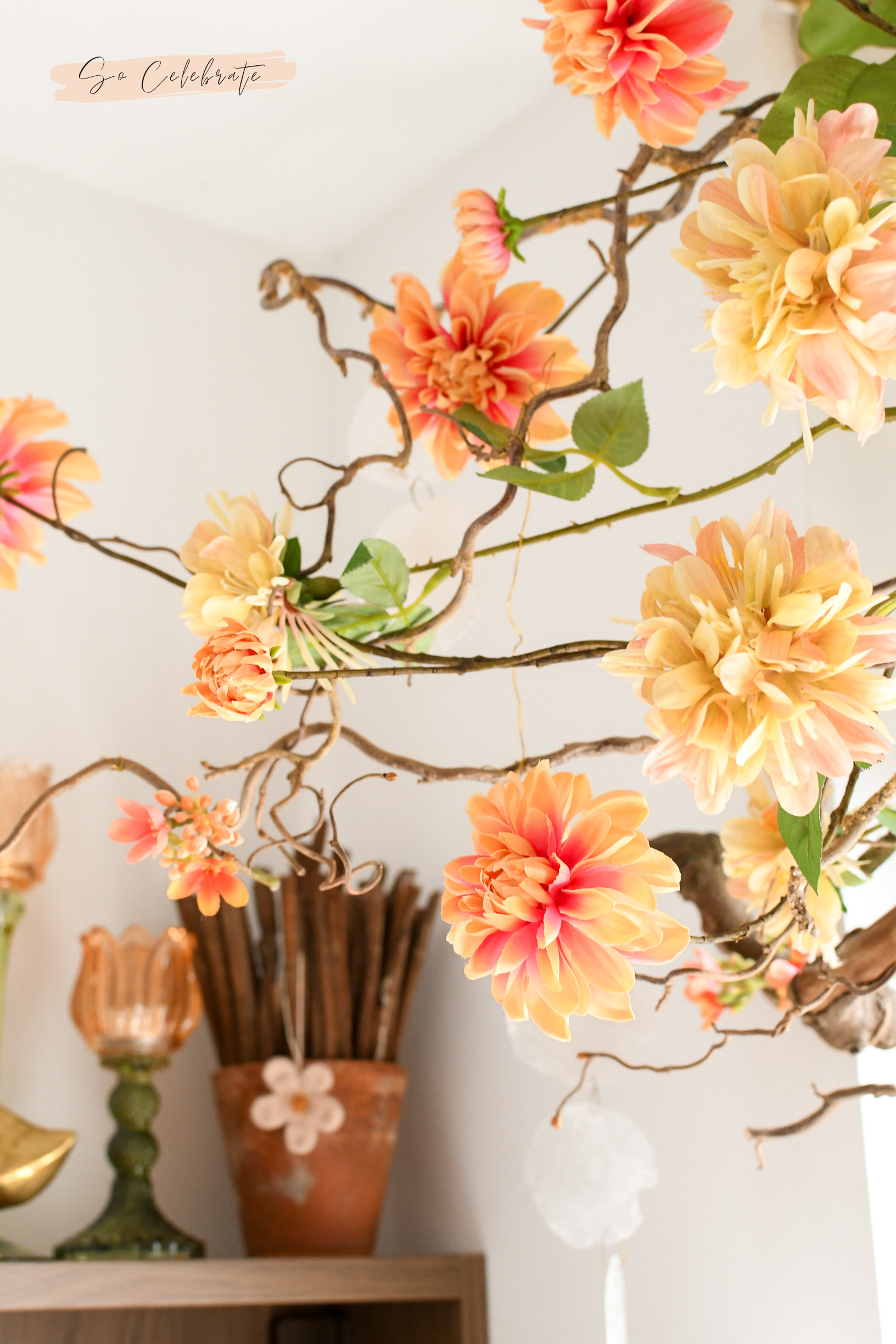 perzik bloemen zomerse decoratie