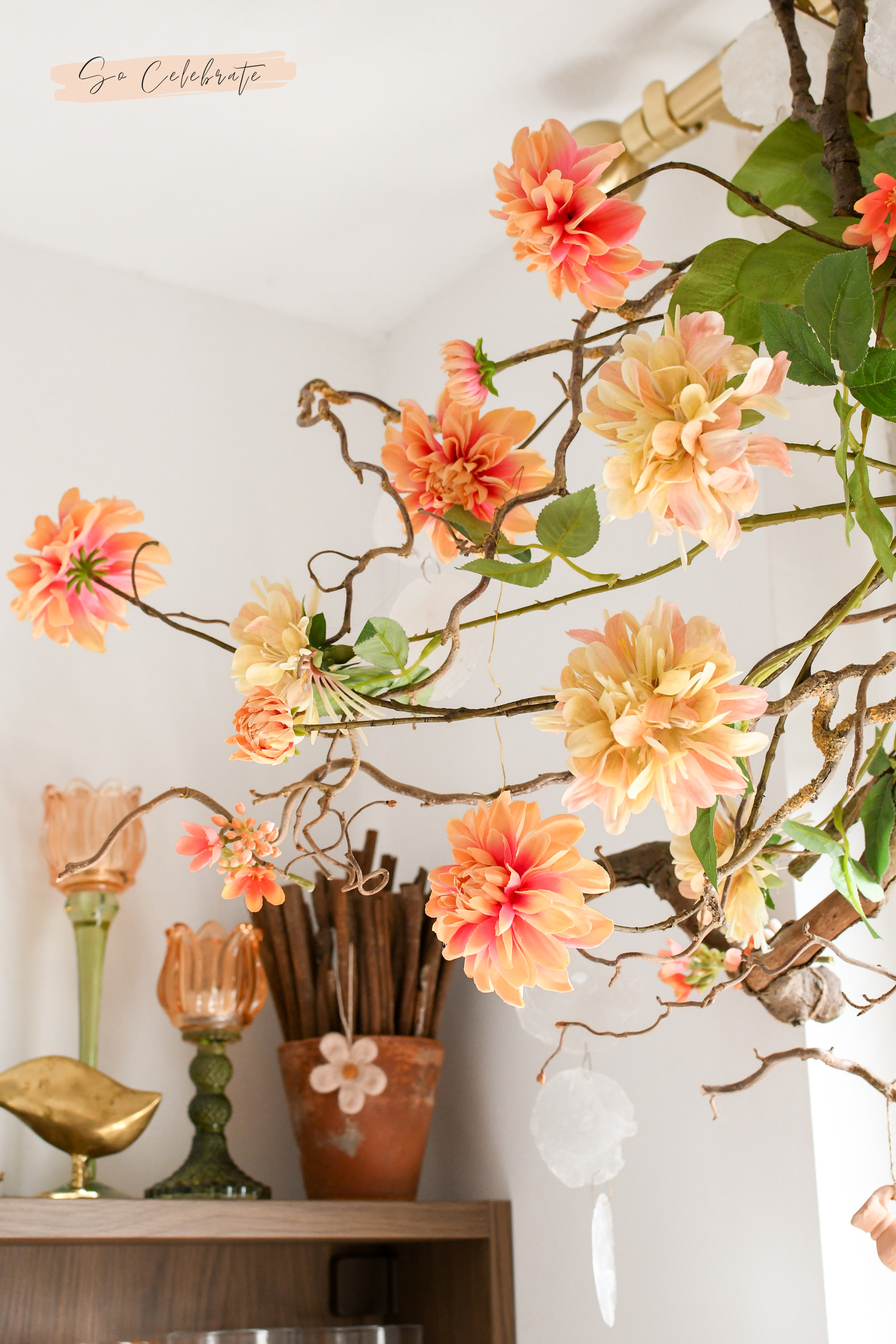 perzik bloemen zomerse decoratie