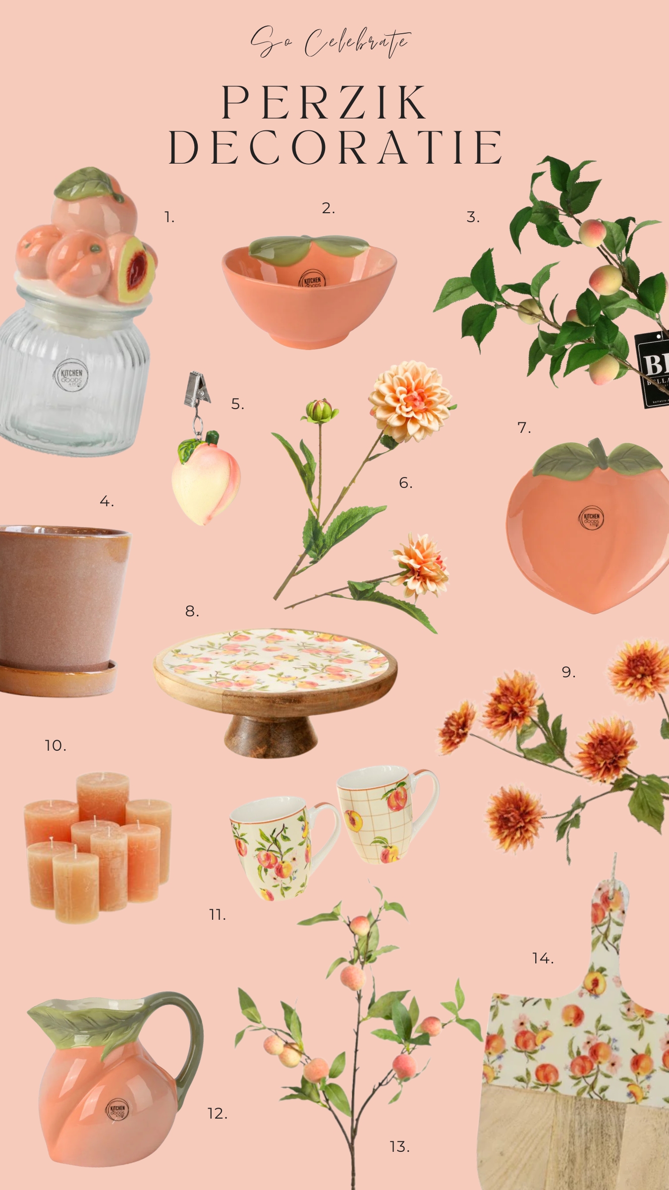 perzik zomerdecoratie collage