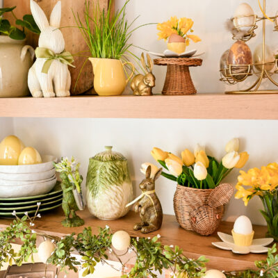 Paasdecoratie in groen, wit & geel